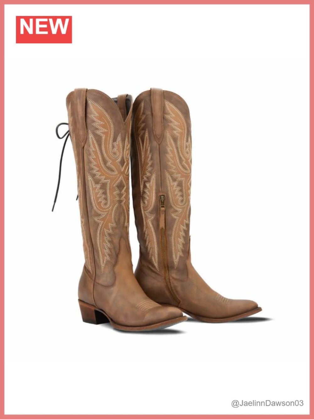 MissHeel Over the Knee Cowboy Boots Pointed Toe Stacked Heel